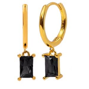 Black Baguette Rectangular Earrings